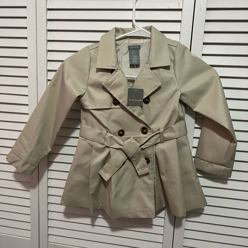 Tahari Kid’s  Beige Double-Breasted Trench Coat